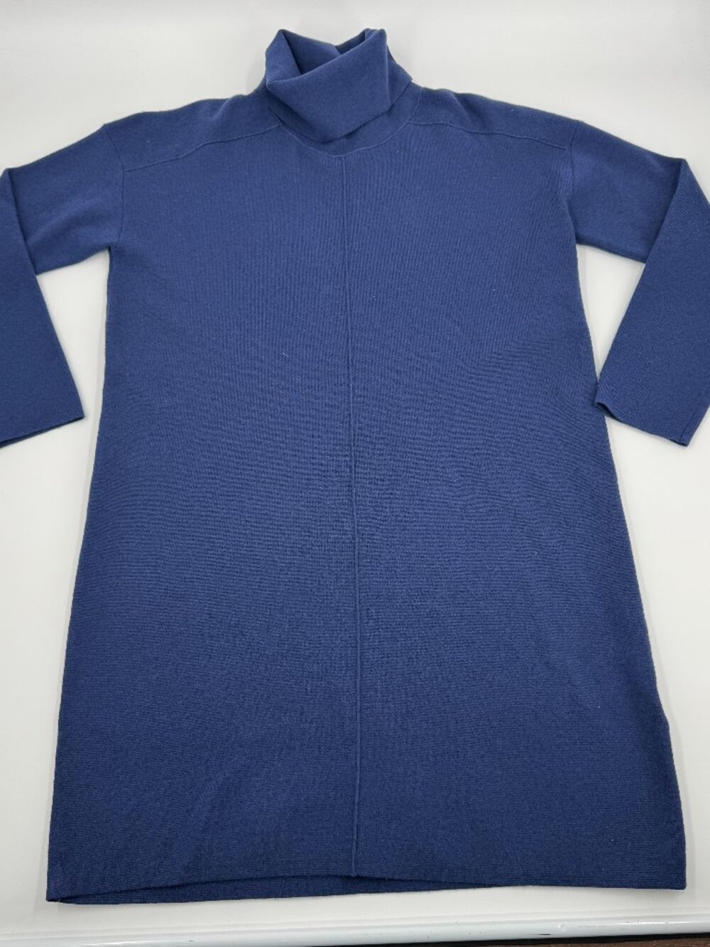 Banana Republic Sweater Dress Womens Medium Petite Blue Turtleneck Knit Relaxed